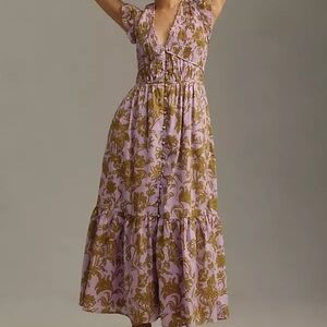 Anthropology Floral Midi Dress